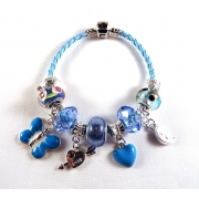 Blue Leather Charm Bracelet Blue Leather Charm Bracelet
