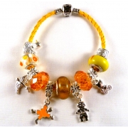 Yellow Leather Charm Bracelet Yellow Leather Charm Bracelet