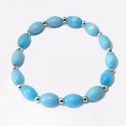 Blue Oval Glass Bead Bracelet Blue Oval Glass Bead Bracelet