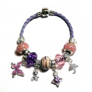 Purple Leather Charm Bracelet Purple Leather Charm Bracelet
