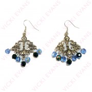 Chandelier Earrings - Blue and Black Chandelier Earrings - Blue and Black