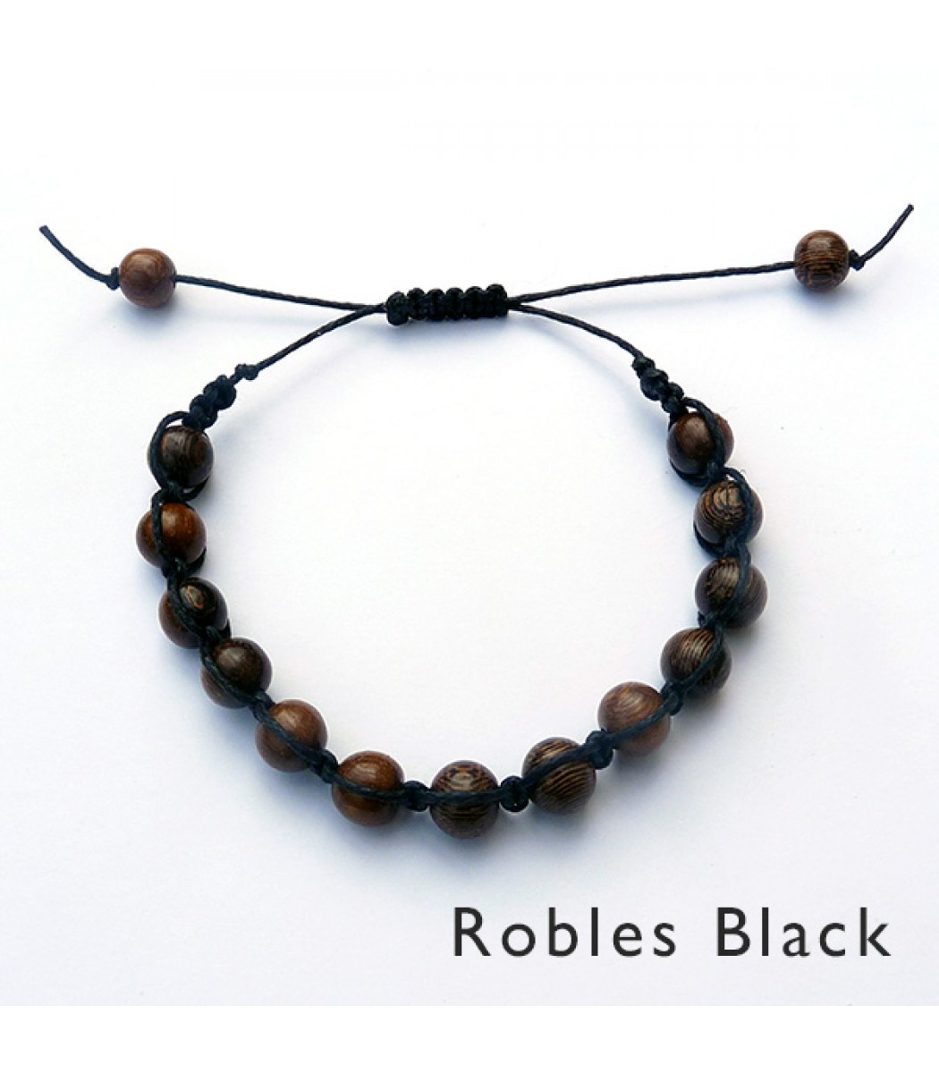 Mens Wood Bead Square Knot Bracelets