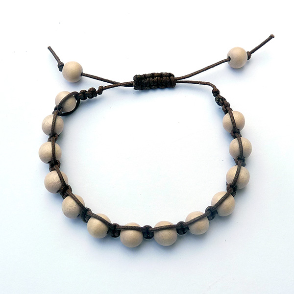 Mens Wood Bead Square Knot Bracelets