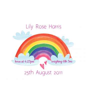 Personalised Rainbow Baby Birth Celebration A4 PRINT