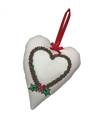 Holly Wreath - Padded Heart