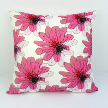 Distorted Pink Flowers Cushion