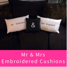 'Mr and Mrs' Embroidered Cushion Cover Set