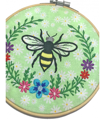 Bee Design Embroidered Hoop