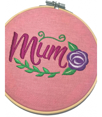 Mum - Pink Embroidered Hoop