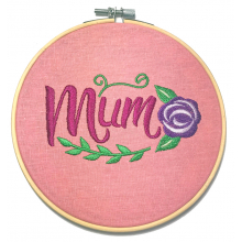 Mum - Pink Embroidered Hoop