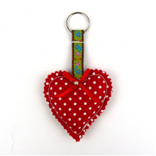 Padded Heart Keyring - Polka Dot