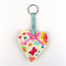 Padded Heart Keyring - Butterflies