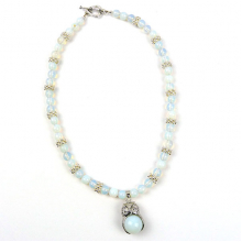 Owl Pendant Necklace- Opalite