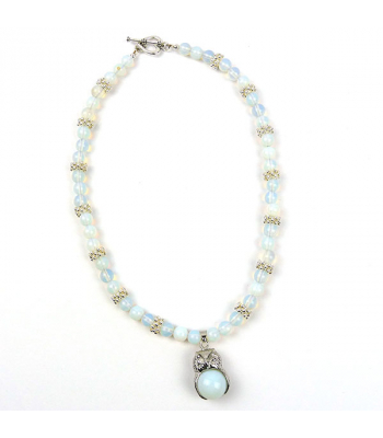 Owl Pendant Necklace- Opalite